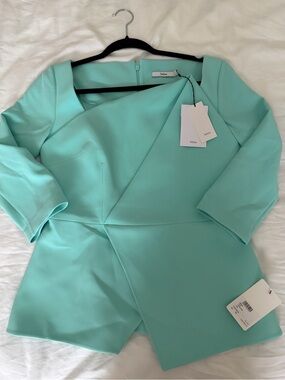 Safiyaa Mint Green Long Sleeve Wrap Dress